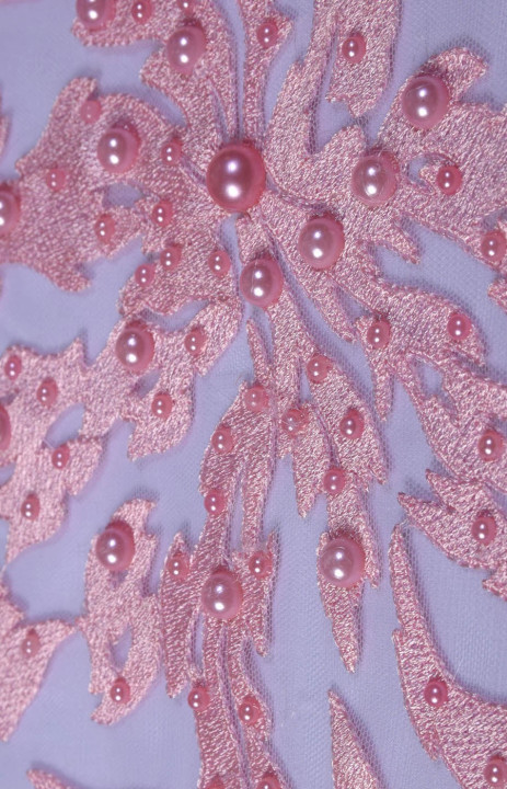 Encaje rosa con perlas CUPONES