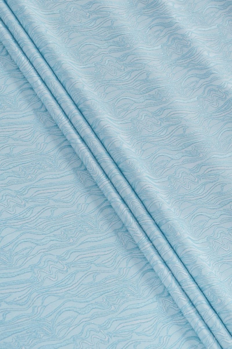 Žakardo audinys - mėlynas su sidabro siūlais
