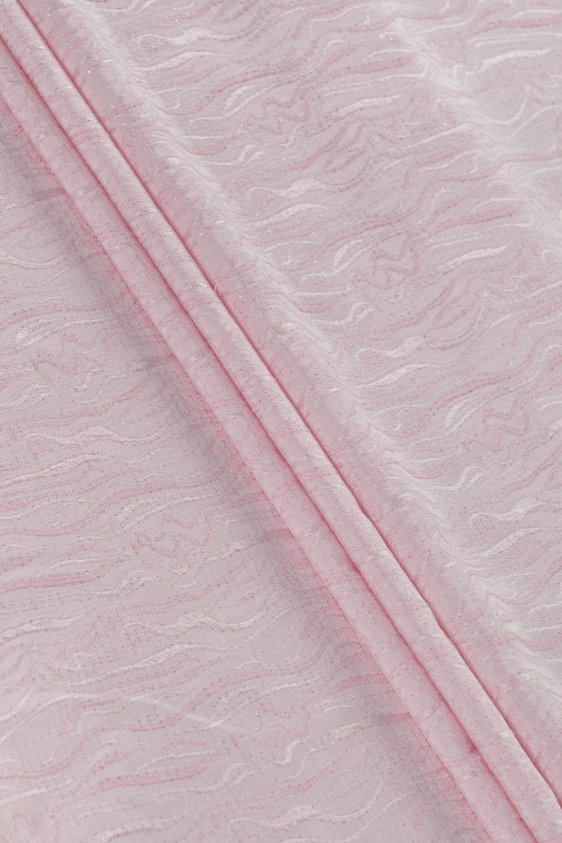 Jacquard stof - roze met zilverdraad