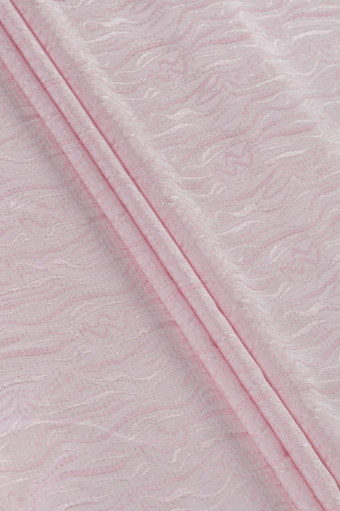 Jacquard fabric - pink with silver thread