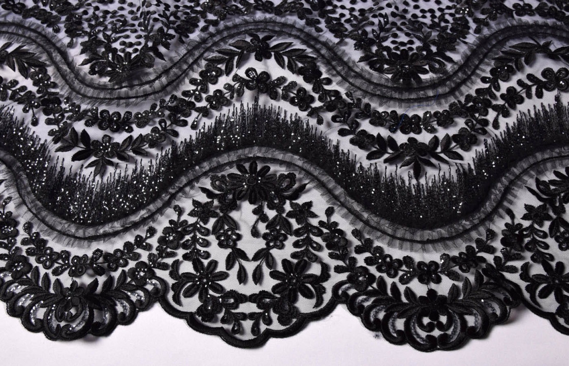 Black evening lace with beads
