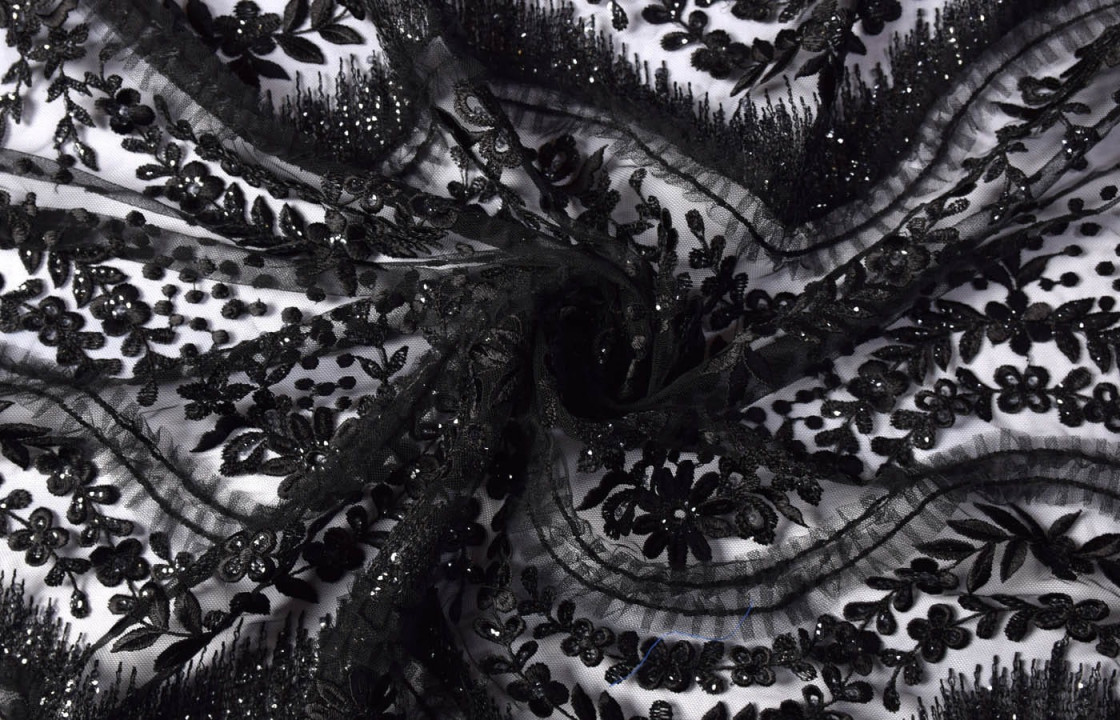 Black evening lace with beads