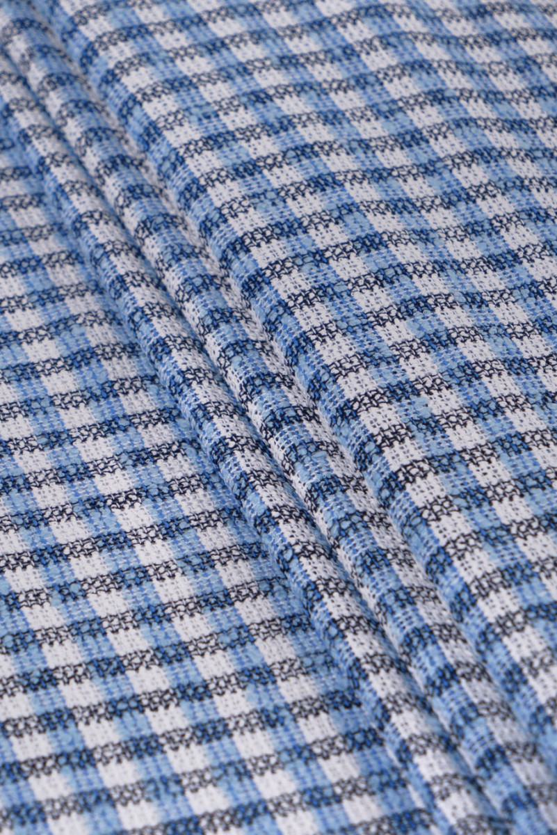 Tessuto Chanel check bianco e blu