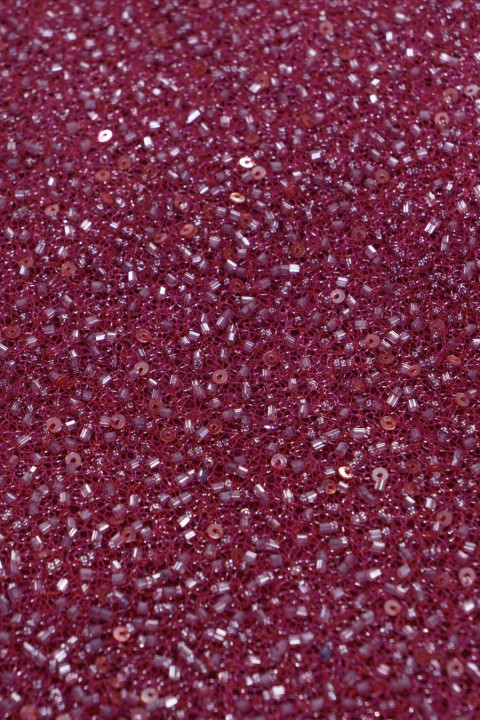 Evening fabric with beads - dark pink
