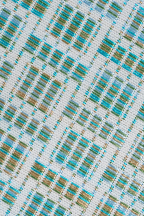 Jacquard fabric - white-turquoise