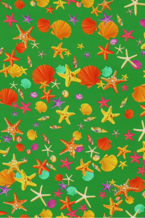 Crepe silk - green in shells COUPON 160cm