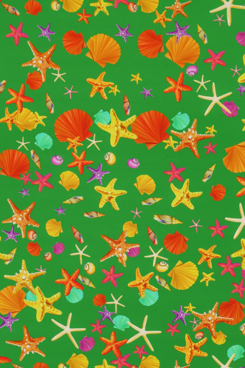 Crepe silk - green in shells COUPON 160cm