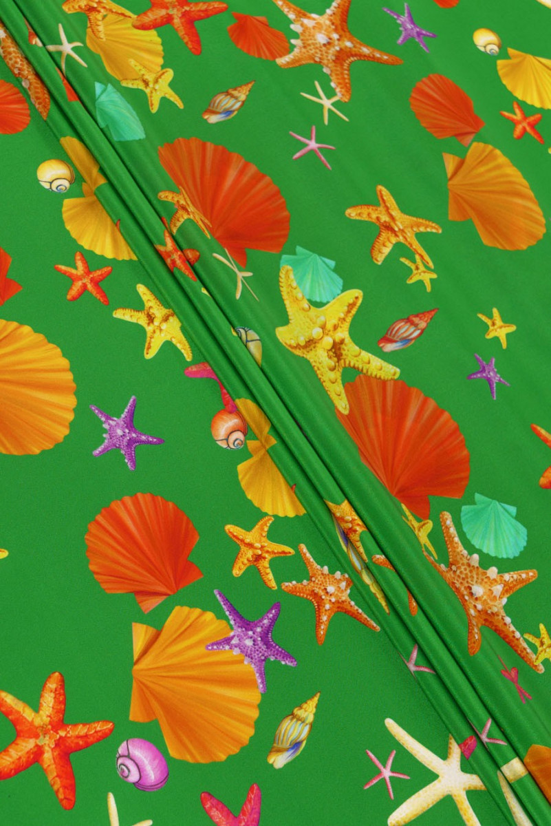 Crepe silk - green in shells COUPON 160cm