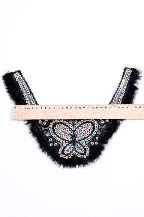 Applique - farfalla nera con pelliccia