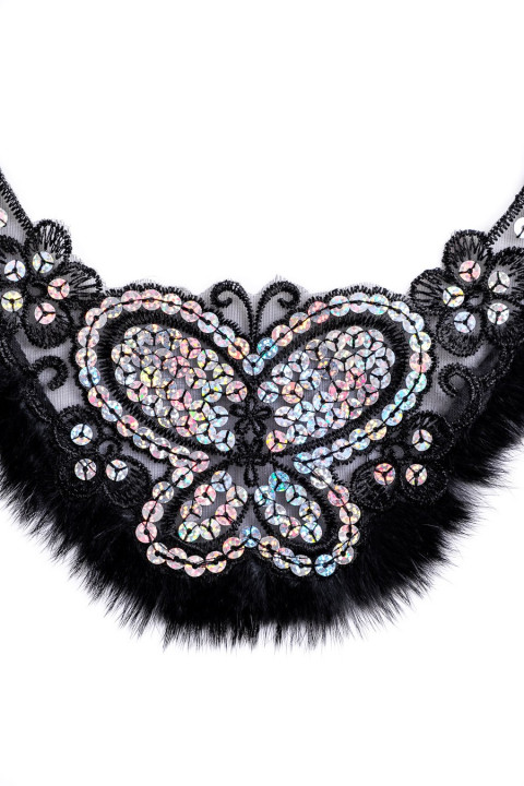 Applique - farfalla nera con pelliccia