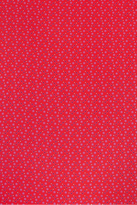 Polyester satin - raspberry with polka dots COUPON 130 cm