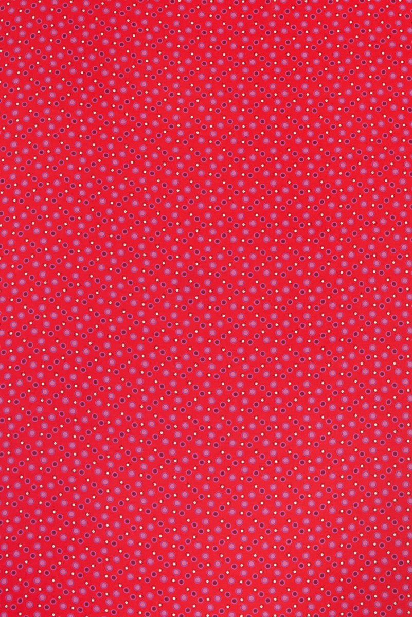 Raso poliestere - lampone con pois KUPON 130 cm