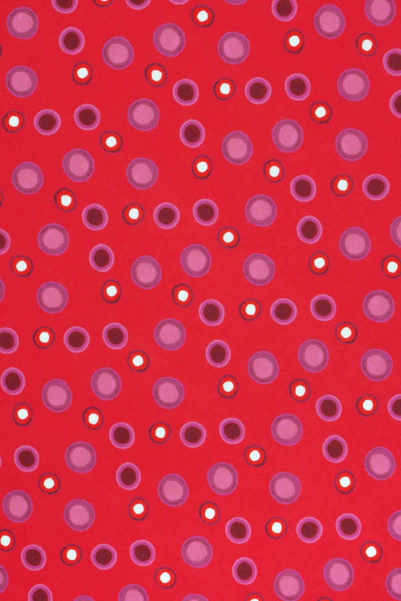 Raso poliestere - lampone con pois KUPON 130 cm