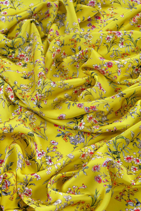 Polyester satin in fine flowers