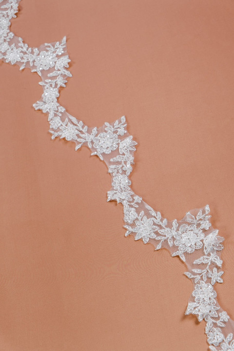 Ruban de dentelle avec perles et fil d’argent
