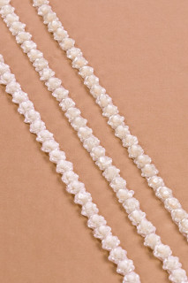 Fettuccia con fiori di paillettes - ecru