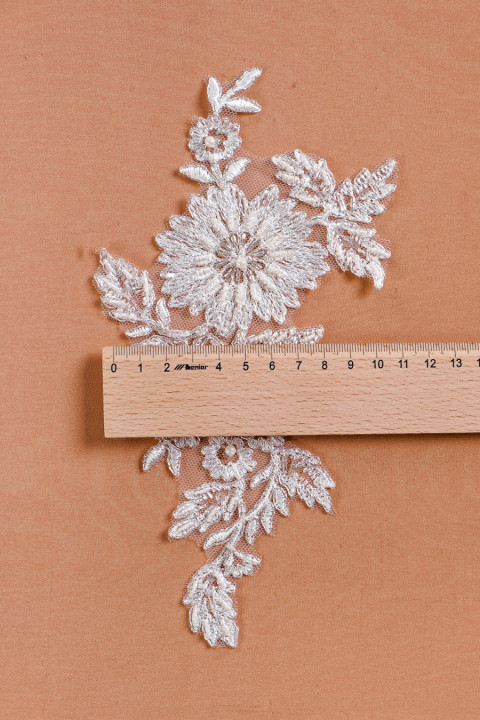 Wedding applay with beads and silver thread