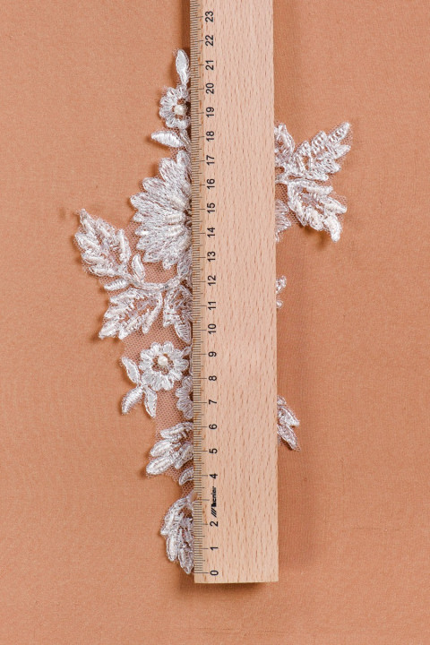 Wedding applay with beads and silver thread