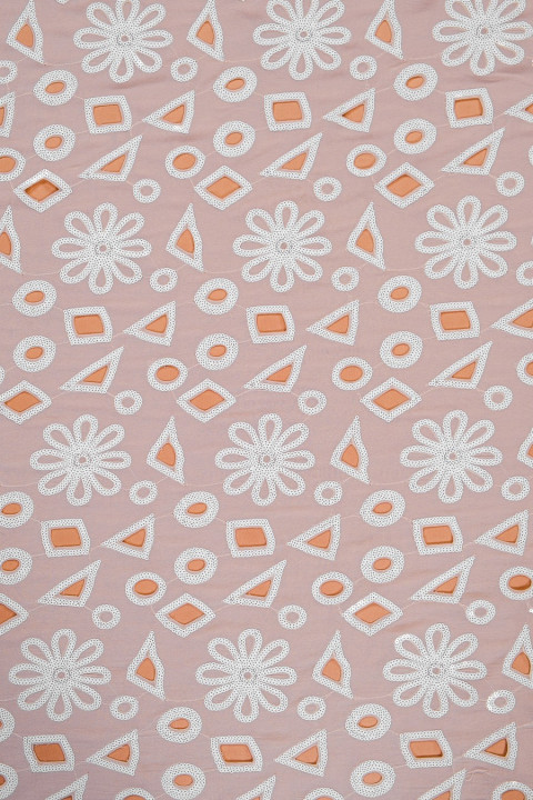 Chiffon met pailletten - opengewerkt - lichtbeige