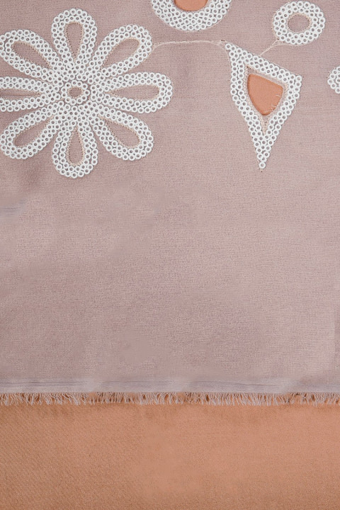 Chiffon with sequins - openwork - light beige
