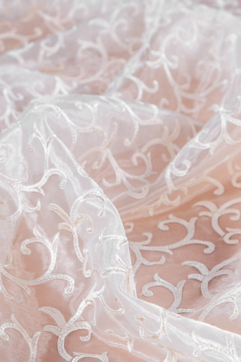 Organza embroidered white and silver