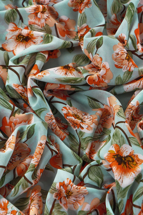 Polyester zest - mint in flowers