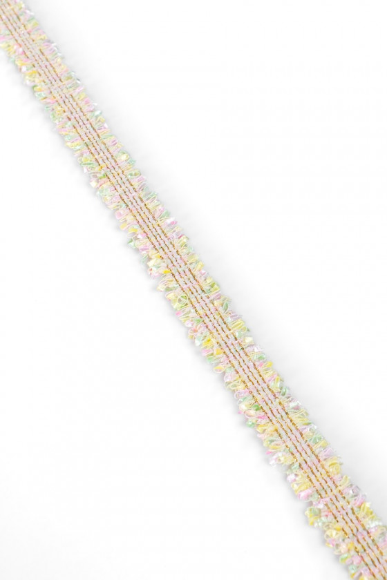 Taśma typu chanel - mięta i róż KUPON 100cm