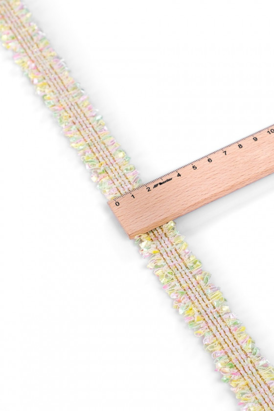 Taśma typu chanel - mięta i róż KUPON 100cm