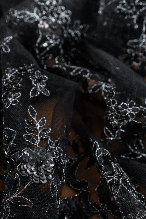 Black and silver lace with stones