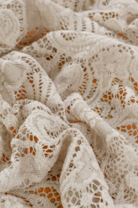 Lace in flowers - cold beige