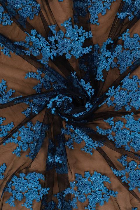Black and blue lace with beads
