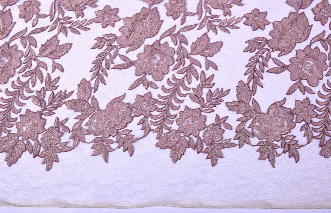 Pizzo con paillettes rosa COUPON 150 cm