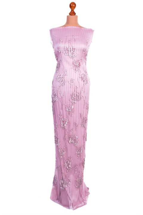 Pleated tulle with flowers dirty pink
