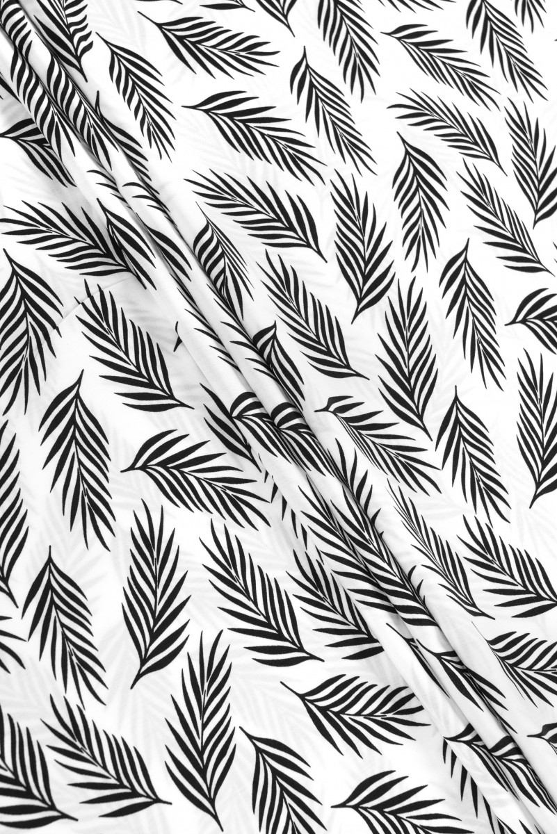 Wiskoza w liście biało-czarna