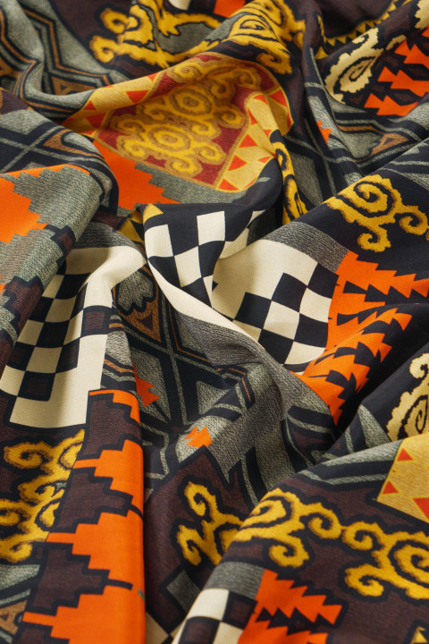 Silk satin - ethnic patterns