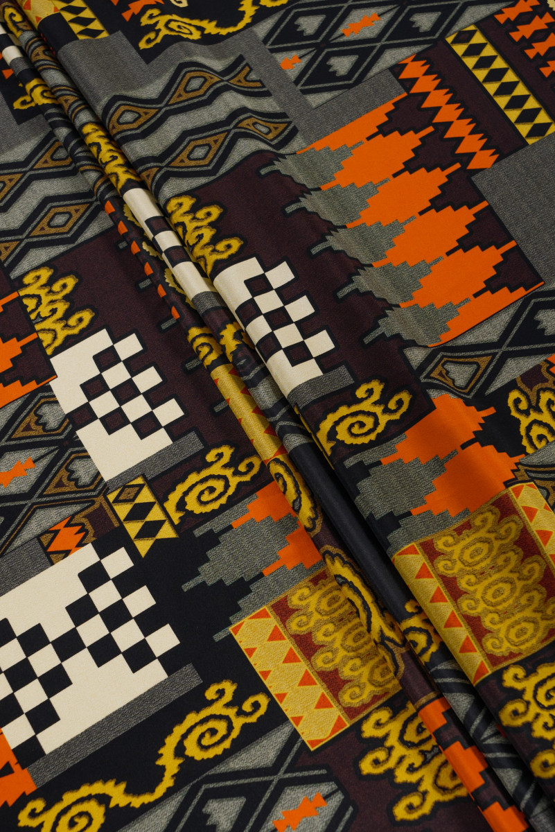 Silk satin - ethnic patterns