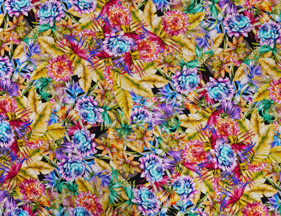 Crêpe de soie aux fleurs colorées