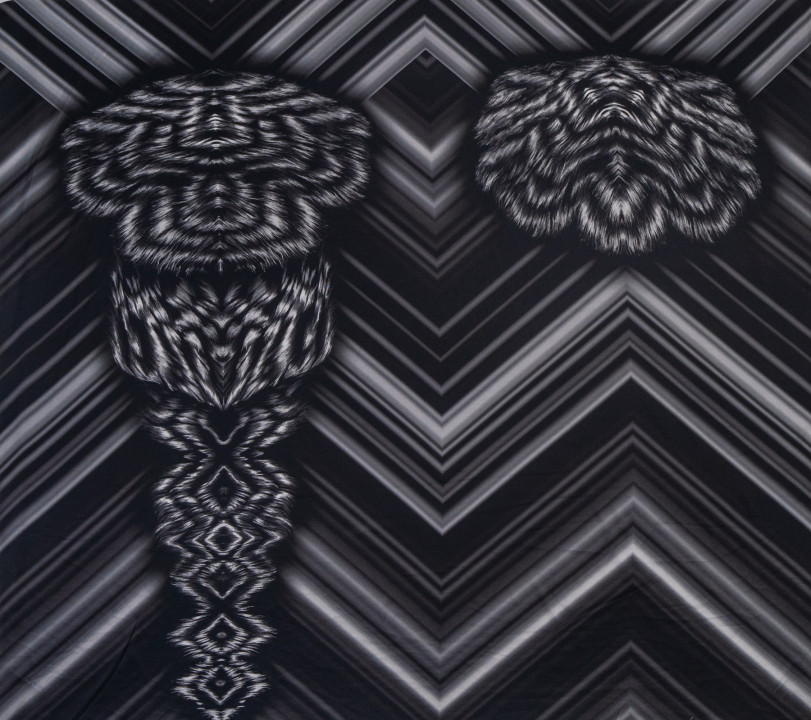 Crepé de seda gris-negro - cupón