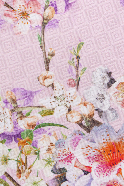 Jacquard de seda con flores - rosa claro