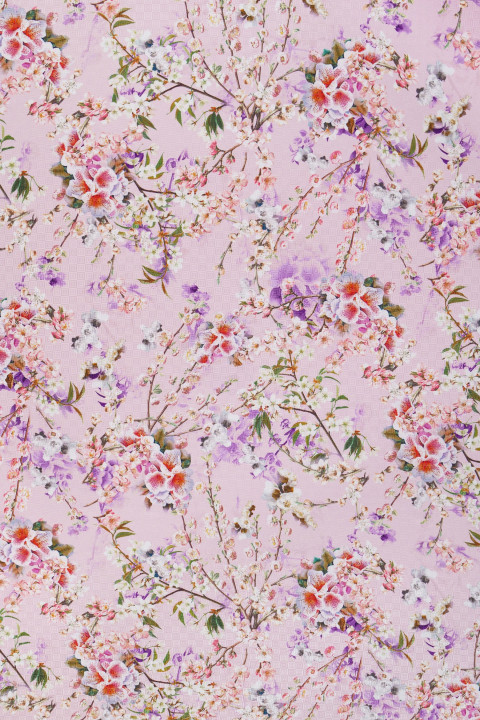 Jacquard de seda con flores - rosa claro