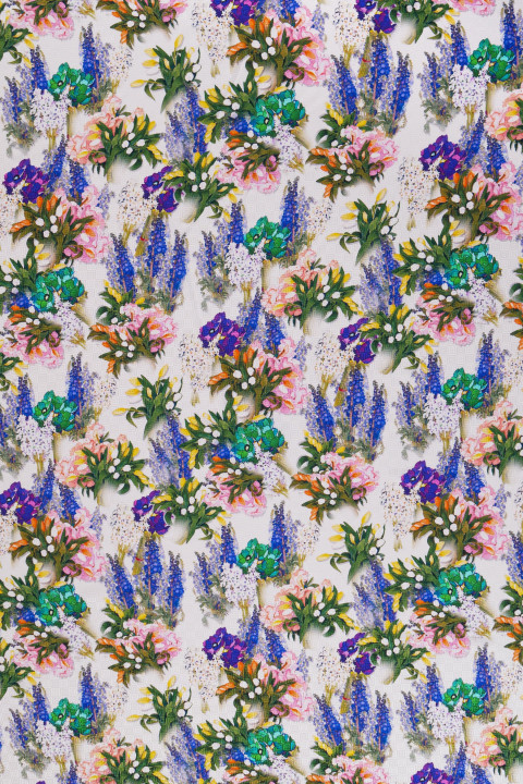 Jacquardseide in Blumen - creme