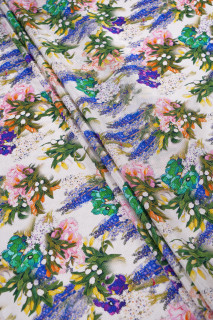 Jacquard selyem virágokkal - krém
