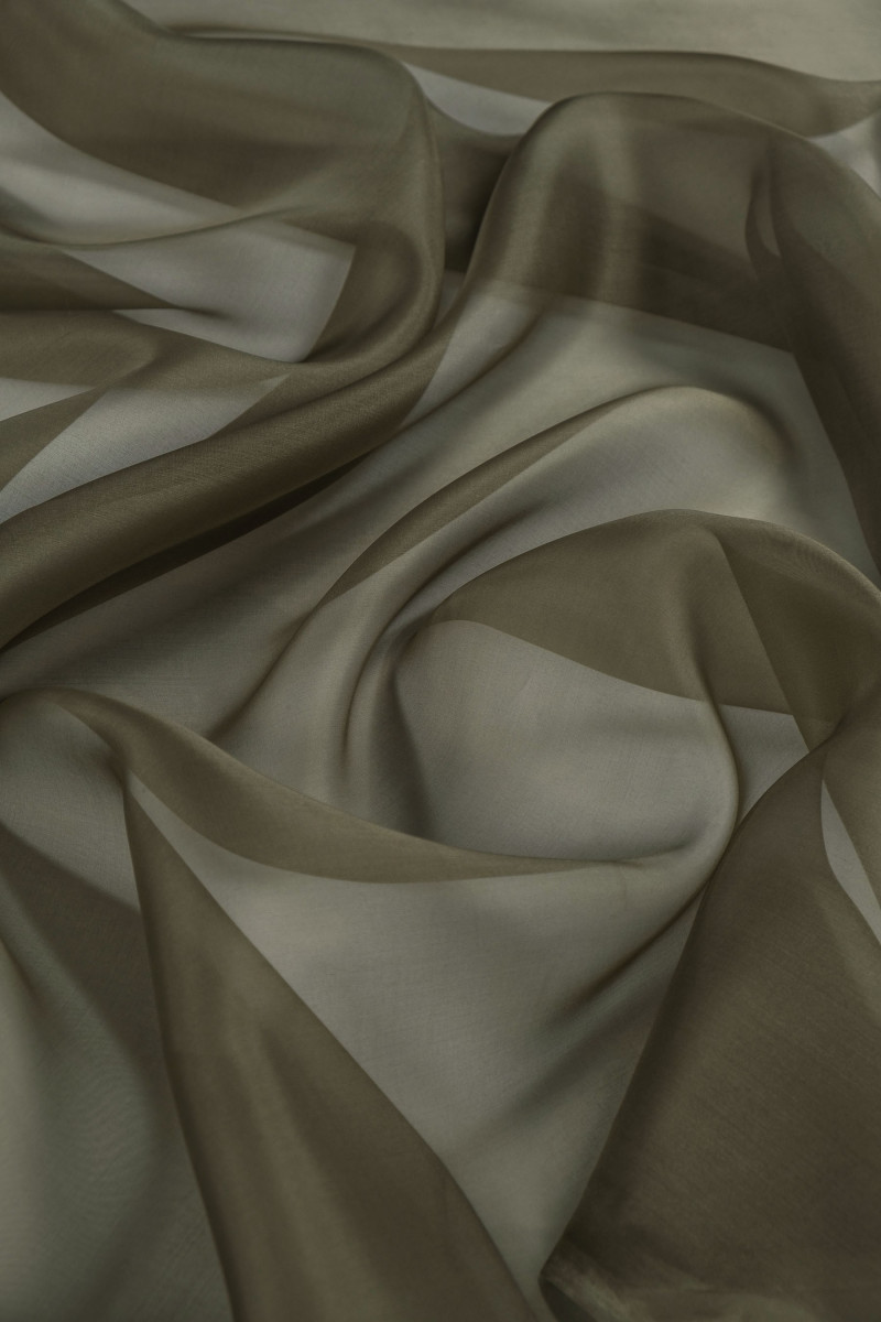 Organza jedwabna - khaki KUPONY