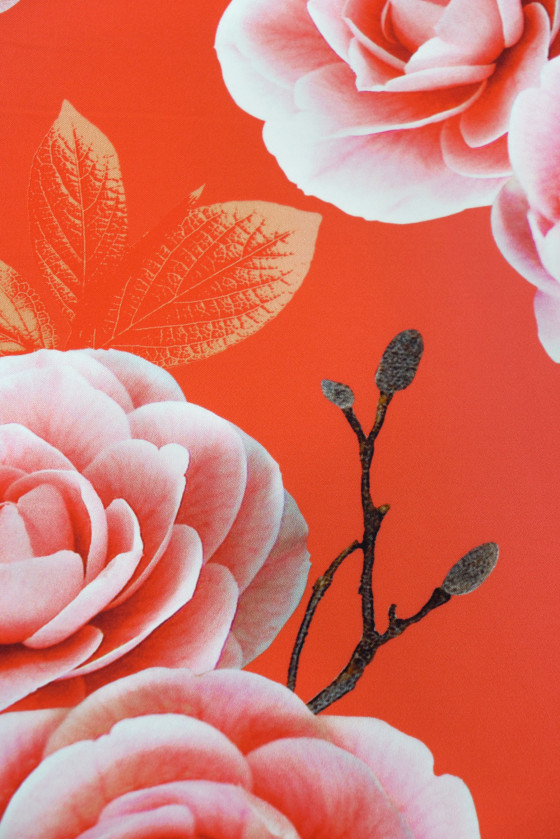 Polyester twill med roser