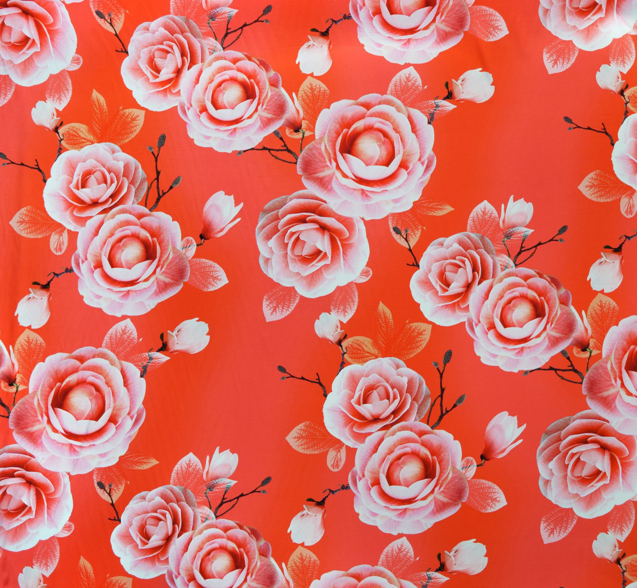 Polyester twill med roser