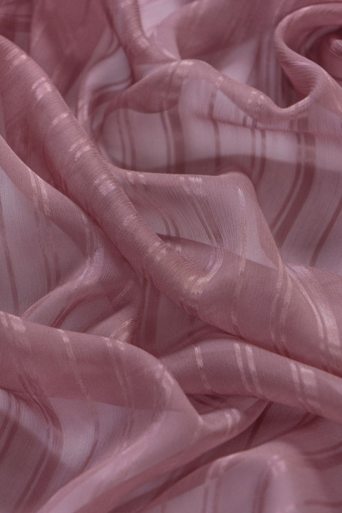 Stribet krøllet chiffon - beskidt pink