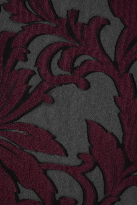 Jacquard organza - burgundy leaves
