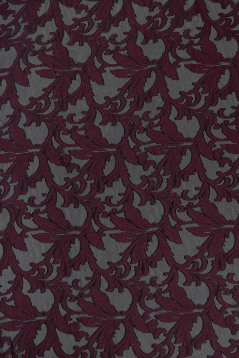 Organza jacquard - frunze de visiniu CUPON 130cm