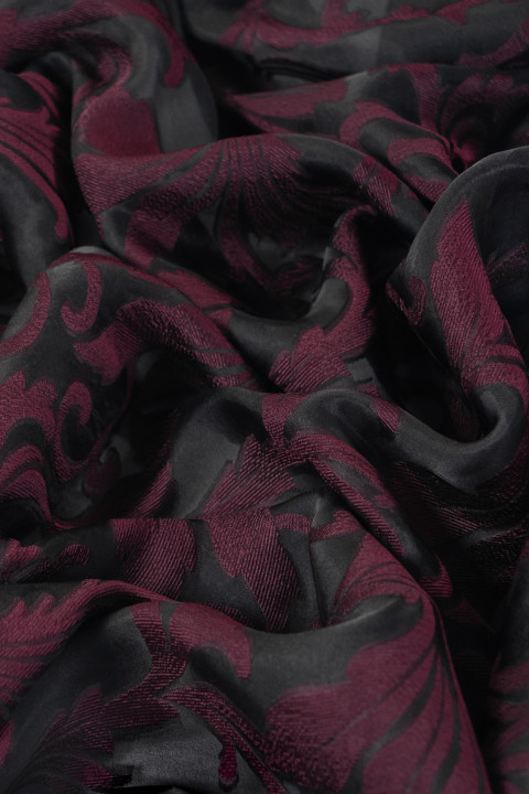 Jacquard organza - hojas de burdeos