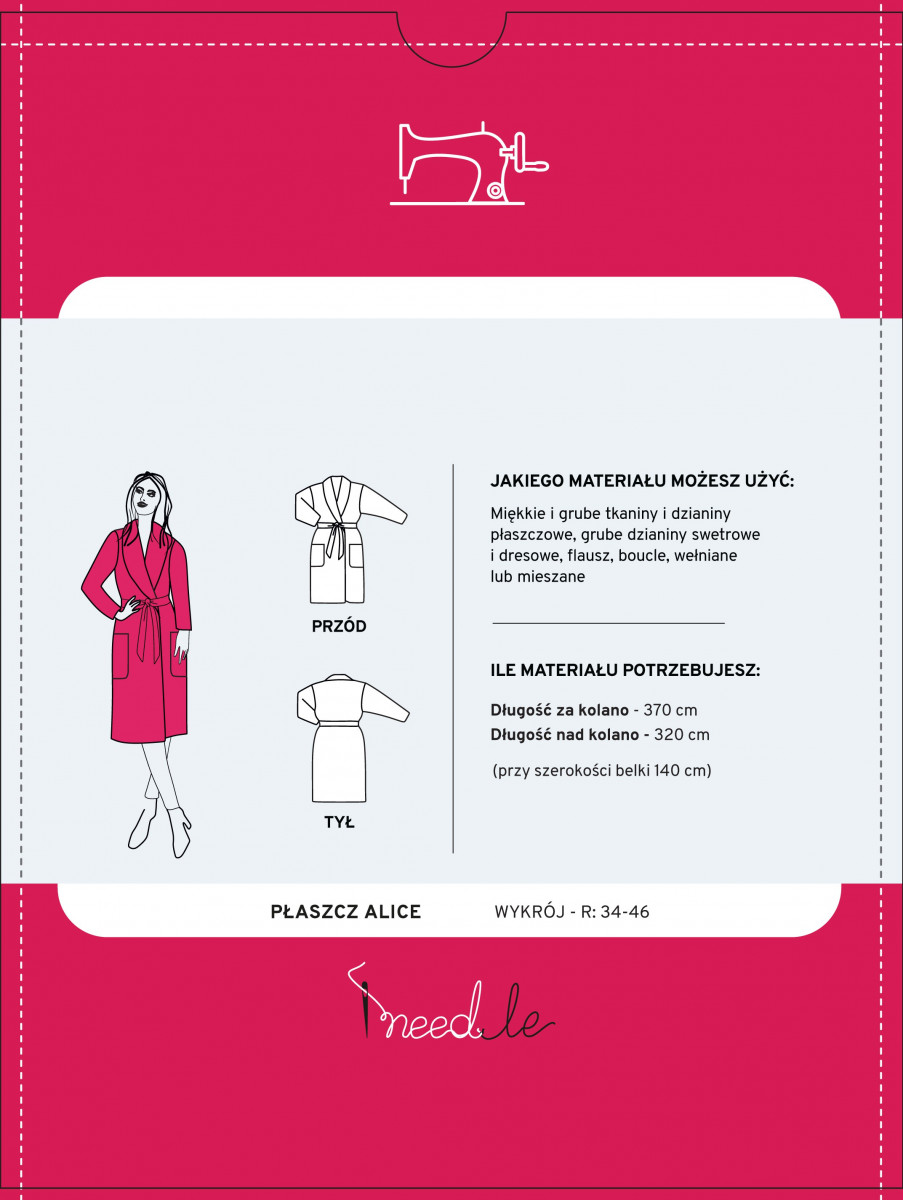 Vzor pre jednoduchý dámsky kabát od Alice Ineedle